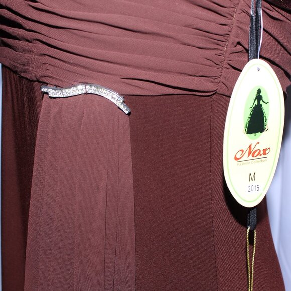 NoxAnabel #2015 Stretch Jersey Formal or Bridesmaid Dress-Size M-BROWN-NWT - Picture 6 of 6